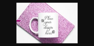 Coffee Mug Mockup Pink Glitter Flatlay Poster 1