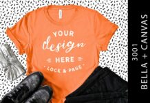 Coral Bella Canvas 3001 Funky Tee Mockup Poster 1