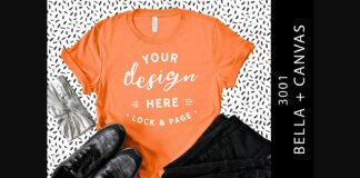 Coral Bella Canvas 3001 Funky Tee Mockup Poster 1