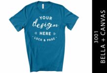 Deep Teal Bella Canvas 3001 Tee Mockup Poster 1