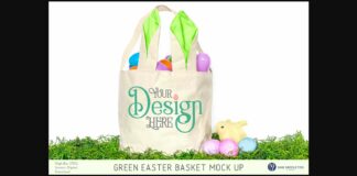 Easter Basket with Green Bunny Ears Mock Up Poster 1