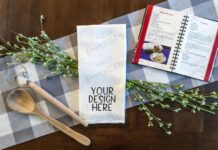 Farmhouse Kitchen Tea Towel Mockup Poster 1