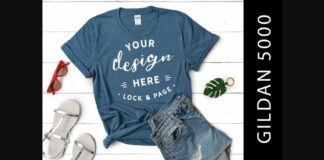 Girls Indigo Blue Gildan 5000 Mockup Tee Poster 1