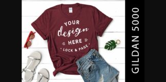 Girls Maroon Gildan 5000 T Shirt Mockup Poster 1