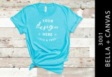 Girls Turquoise Bella Canvas 3001 Mockup Poster 1