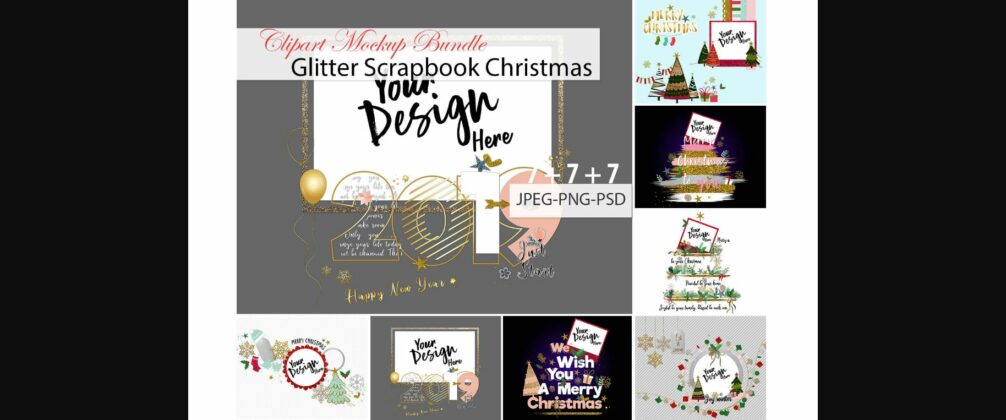 Glitter Scrapbook Christmas Clipart Mockup Bundle Poster 1