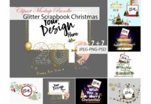 Glitter Scrapbook Christmas Clipart Mockup Bundle Poster 1