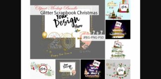 Glitter Scrapbook Christmas Clipart Mockup Bundle Poster 1