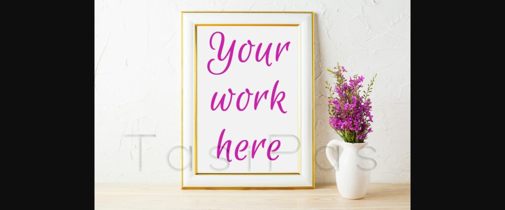 Gold Decorated Frame Mockup and Purple Wildflowers in Pitcher Poster 4