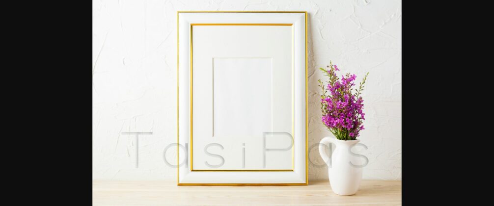 Gold Decorated Frame Mockup and Purple Wildflowers in Pitcher Poster 5