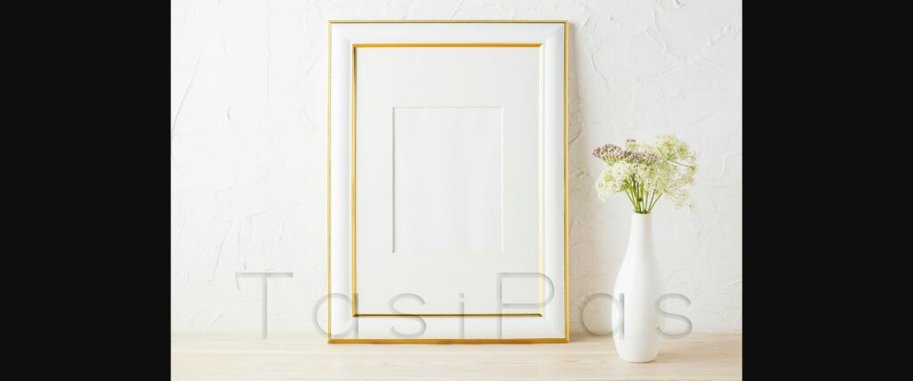 Gold Decorated Frame Mockup with White and Pink Wildflowers Poster 5