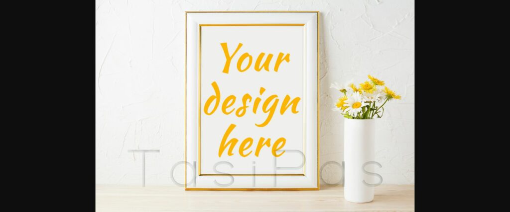 Gold Decorated Frame Mockup with Yellow and White Daisy Poster 4