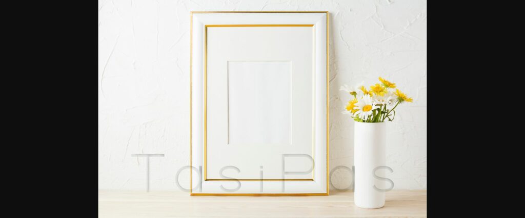 Gold Decorated Frame Mockup with Yellow and White Daisy Poster 5