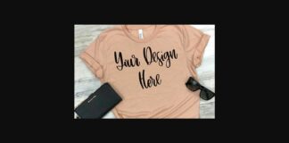 Heather Peach Styled Unisex T-Shirt Mockup Photo Poster 1