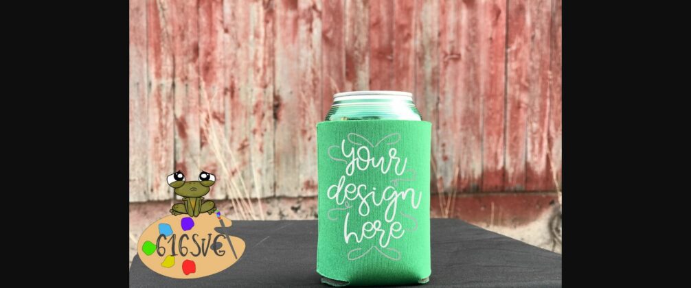 Kelly Green Can Cooler Mockup Poster 1