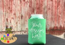 Kelly Green Can Cooler Mockup Poster 1