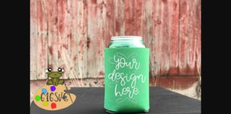 Kelly Green Can Cooler Mockup Poster 1