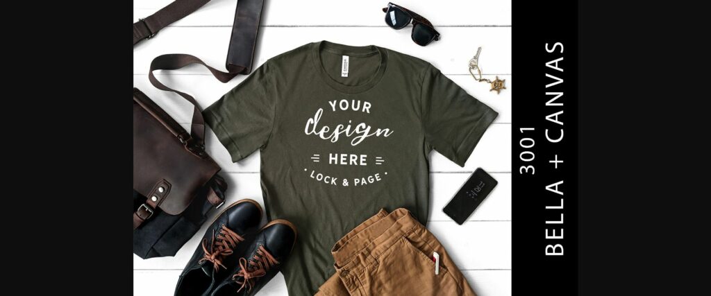 Male Army Bella Canvas 3001 Shirt Mockup Poster 1