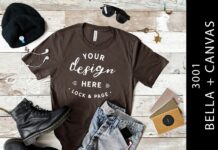 Male Bella Canvas 3001 Brown Mockup Tee Poster 1