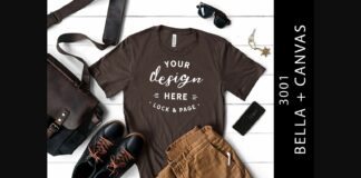 Male Brown Bella Canvas 3001 Tee Mockup Poster 1