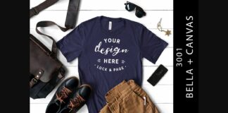 Male Navy Bella Canvas 3001 Mockup Shirt Poster 1