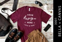 Maroon Bella Canvas 3001 T Shirt Mockup Poster 1