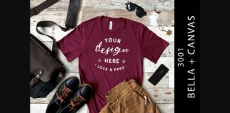 Maroon Bella Canvas 3001 T Shirt Mockup Poster 1