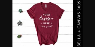 Maroon Bella Canvas 3005 V Neck Mockup Poster 1