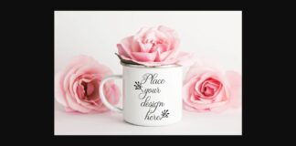 Metal Enamel Pink Mug Mockup Poster 1