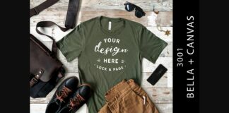 Military Green Bella Canvas 3001 Mockup Poster 1