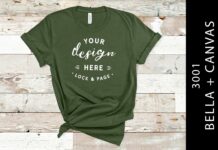 Military Green Bella Canvas 3001 Mockup Poster 1