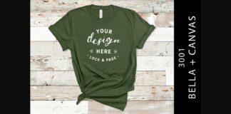 Military Green Bella Canvas 3001 Mockup Poster 1