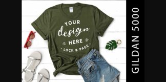 Military Green Gildan 5000 TShirt Mockup Poster 1