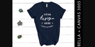 Navy Bella Canvas 3005 V Neck Mockup Poster 1