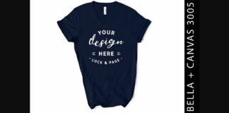 Navy Bella Canvas 3005 V-Neck Mockup Poster 1