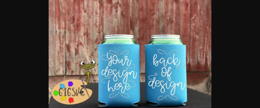 Neon Blue Can Cooler Mockup Poster 4