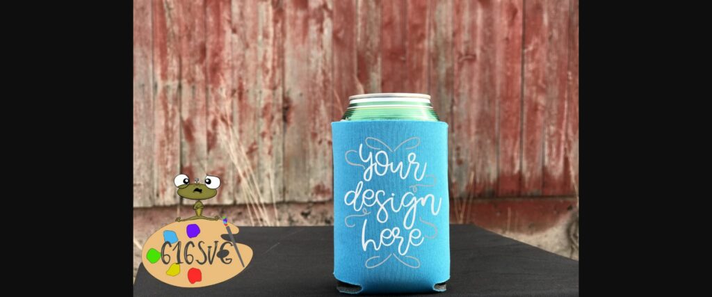 Neon Blue Can Cooler Mockup Poster 3