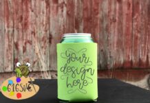 Neon Green Can Cooler Mockup Poster 1