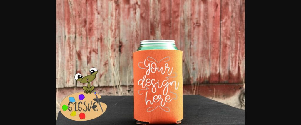 Neon Orange Can Cooler Mockup Poster 4