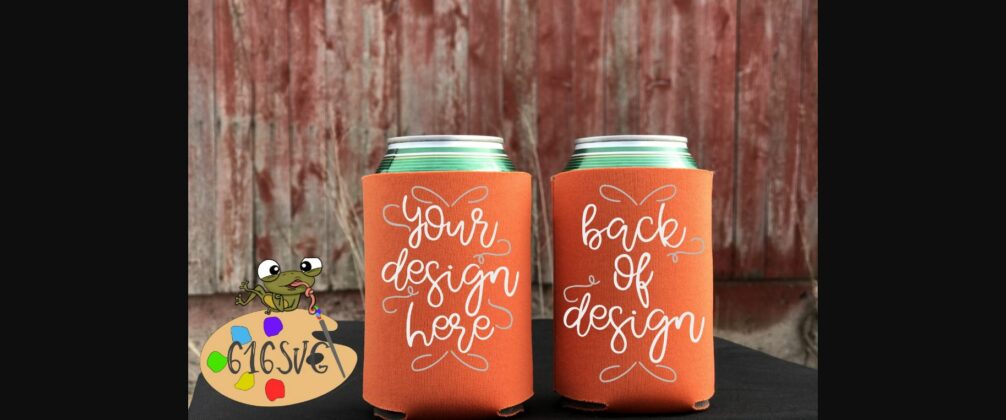 Neon Orange Can Cooler Mockup Poster 1