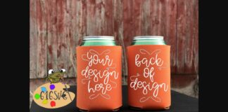 Neon Orange Can Cooler Mockup Poster 1