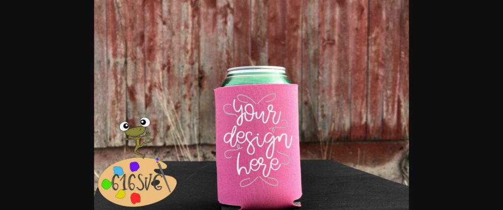 Neon Pink Can Cooler Mockup Poster 1