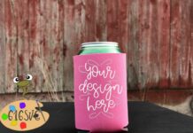 Neon Pink Can Cooler Mockup Poster 1
