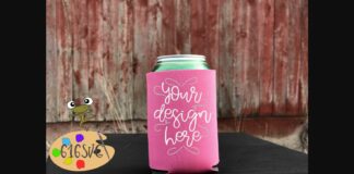 Neon Pink Can Cooler Mockup Poster 1