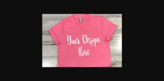 Neon Pink V-Neck T-Shirt Mockup Photo Poster 1