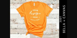 Orange Bella Canvas 3001 T Shirt Mockup Poster 1