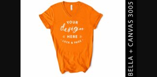 Orange Bella Canvas 3005 V-Neck Mockup Poster 1