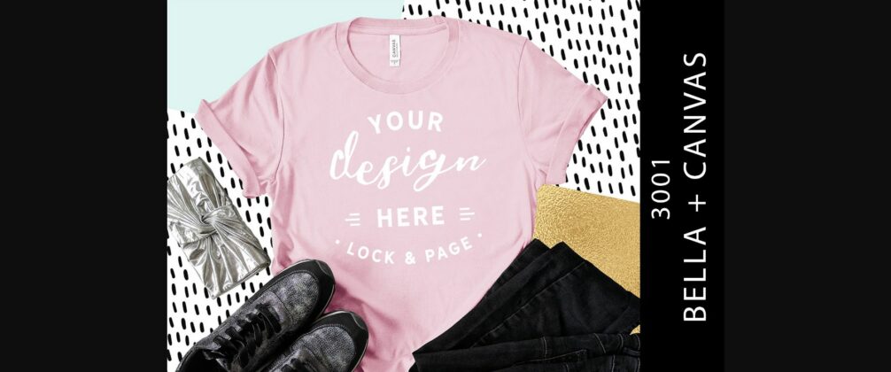 Pink Bella Canvas 3001 T Shirt Mockup Poster 1