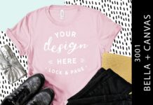 Pink Bella Canvas 3001 T Shirt Mockup Poster 1