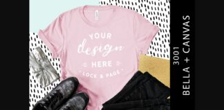 Pink Bella Canvas 3001 T Shirt Mockup Poster 1